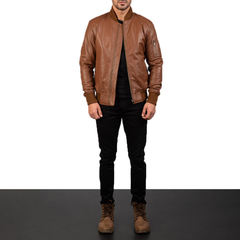 Mens Bomia Ma-1 Brown Leather Bomber Jacket7818-2-1579778524670